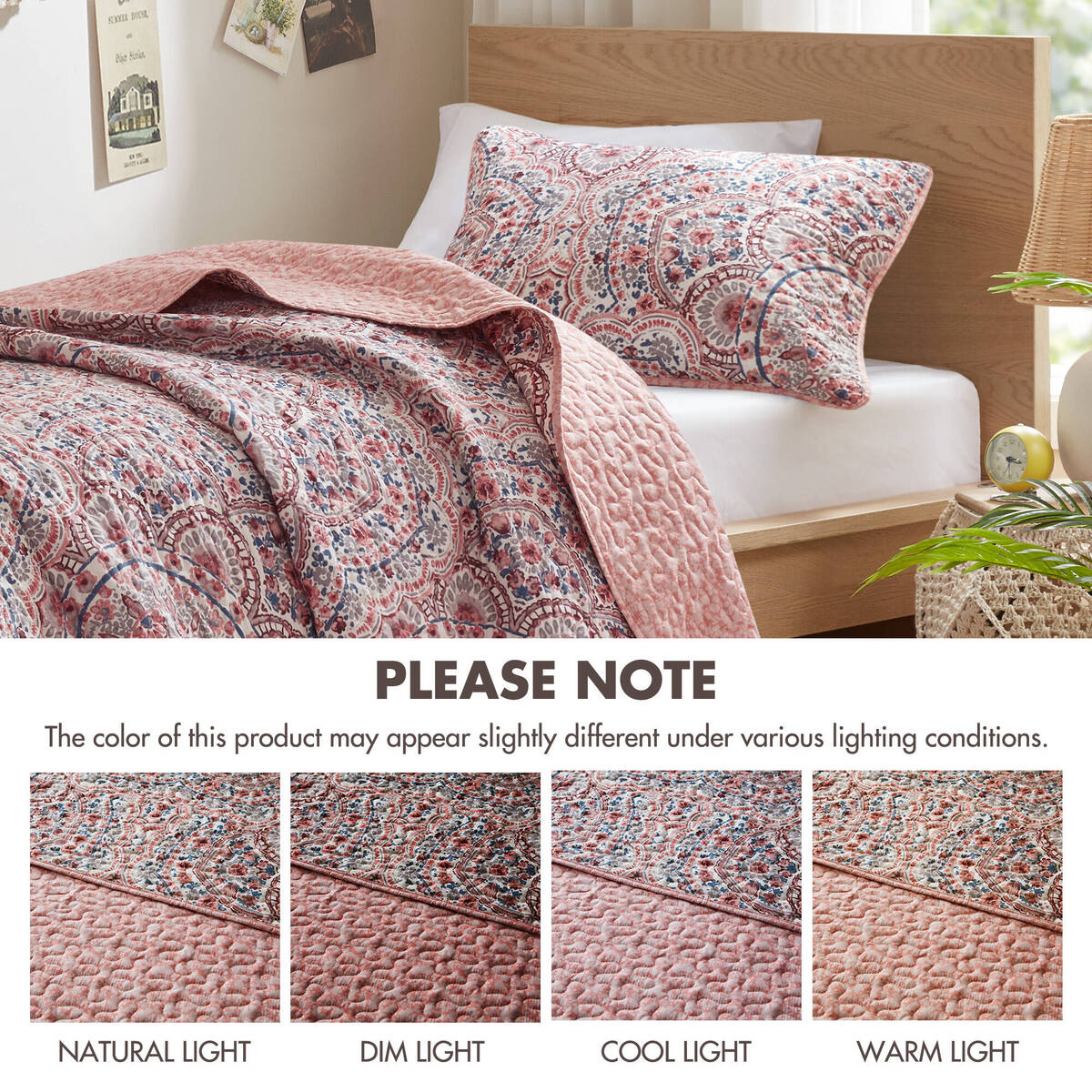 Floral Boho Quilt Set, Reversible Bedding Set