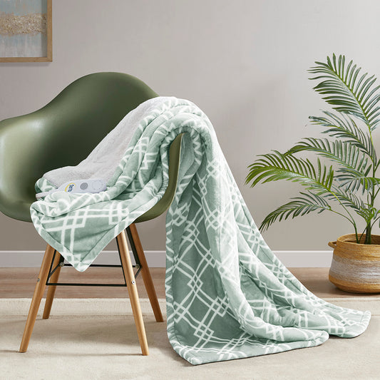 Heated Plush/Sherpa printed throw 50"x 60"