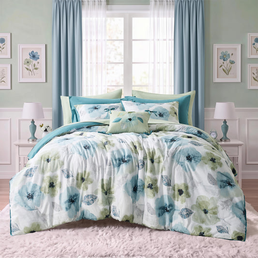 Tatum Reversible Floral Comforter Set with Sheets
