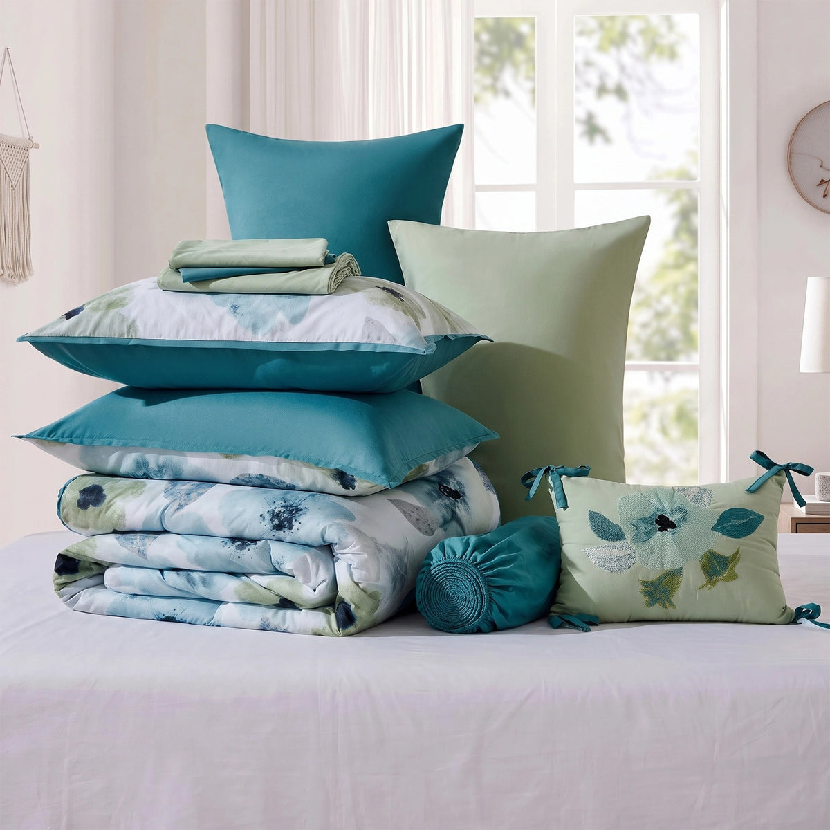Tatum Reversible Floral Comforter Set with Sheets