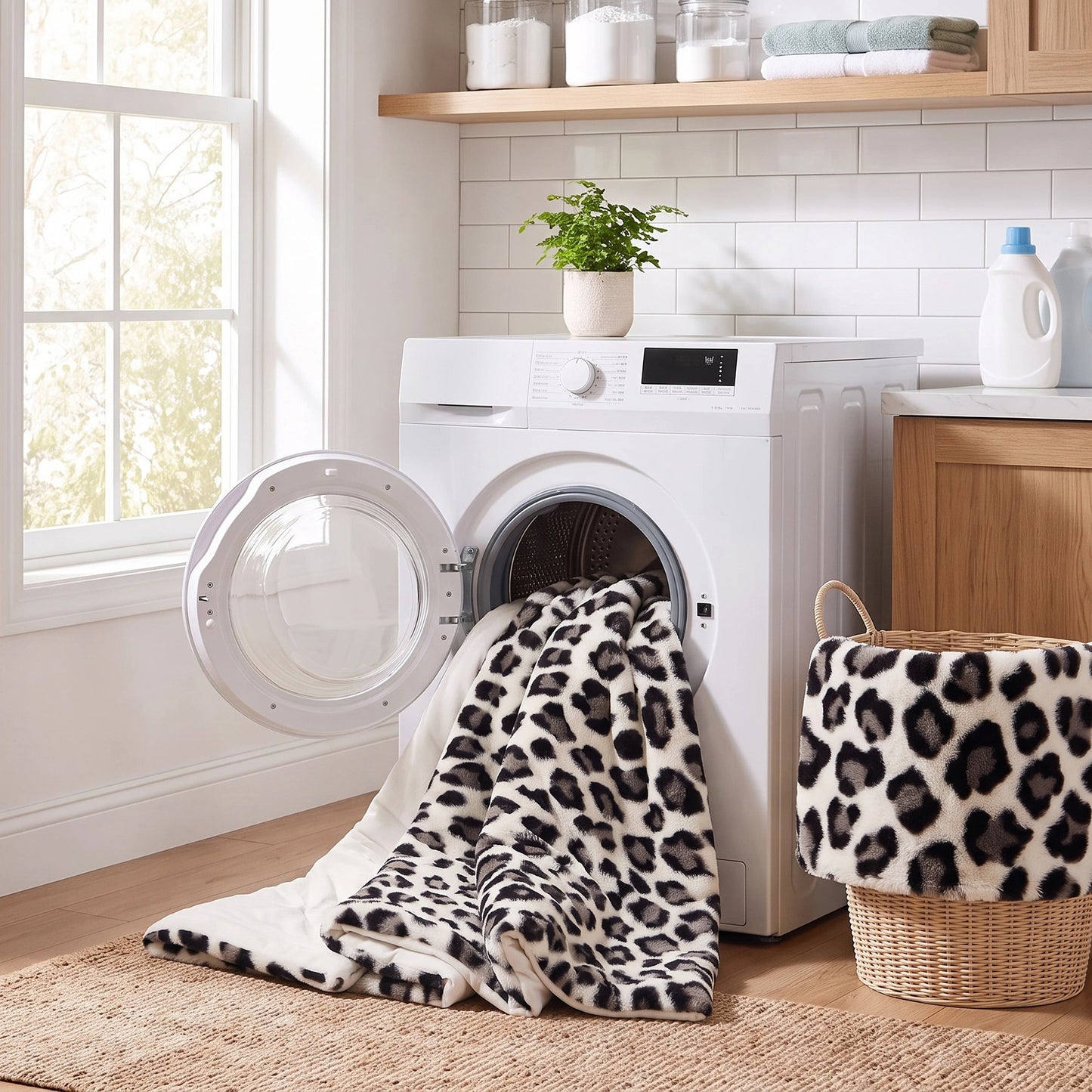 Faux Fur Reversible Bedding Set, Printed Serengeti Fur & Velvet Comforter Set with Comforter & Sham