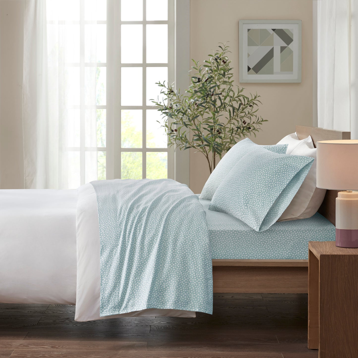 Flannel Sheets Set  with Deep Pocket Fitted Sheet