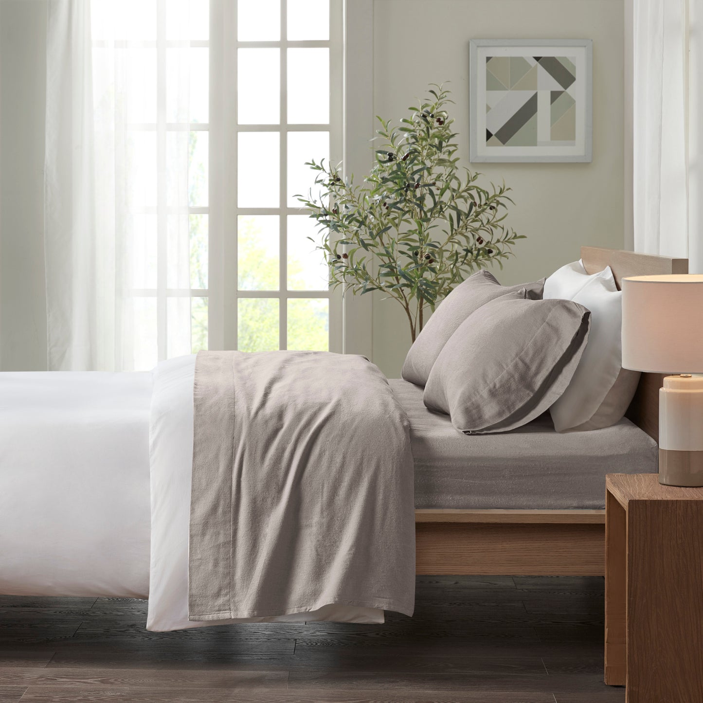 Flannel Sheets Set  with Deep Pocket Fitted Sheet