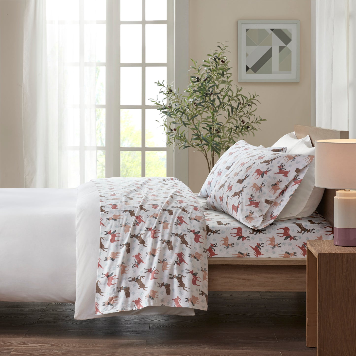 Flannel Sheets Set  with Deep Pocket Fitted Sheet