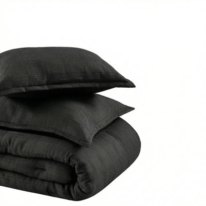 Solid Classic Waffle Weave Textured Mini Comforter Set