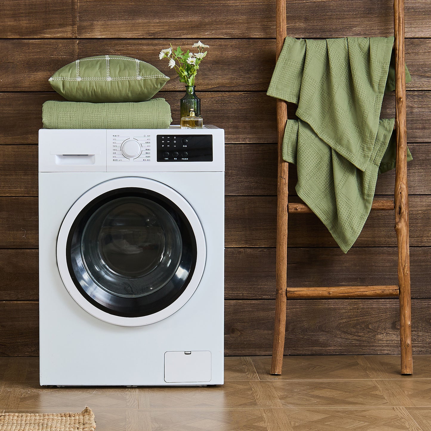 Solid Classic Waffle Weave Textured Bedding Comforter Set