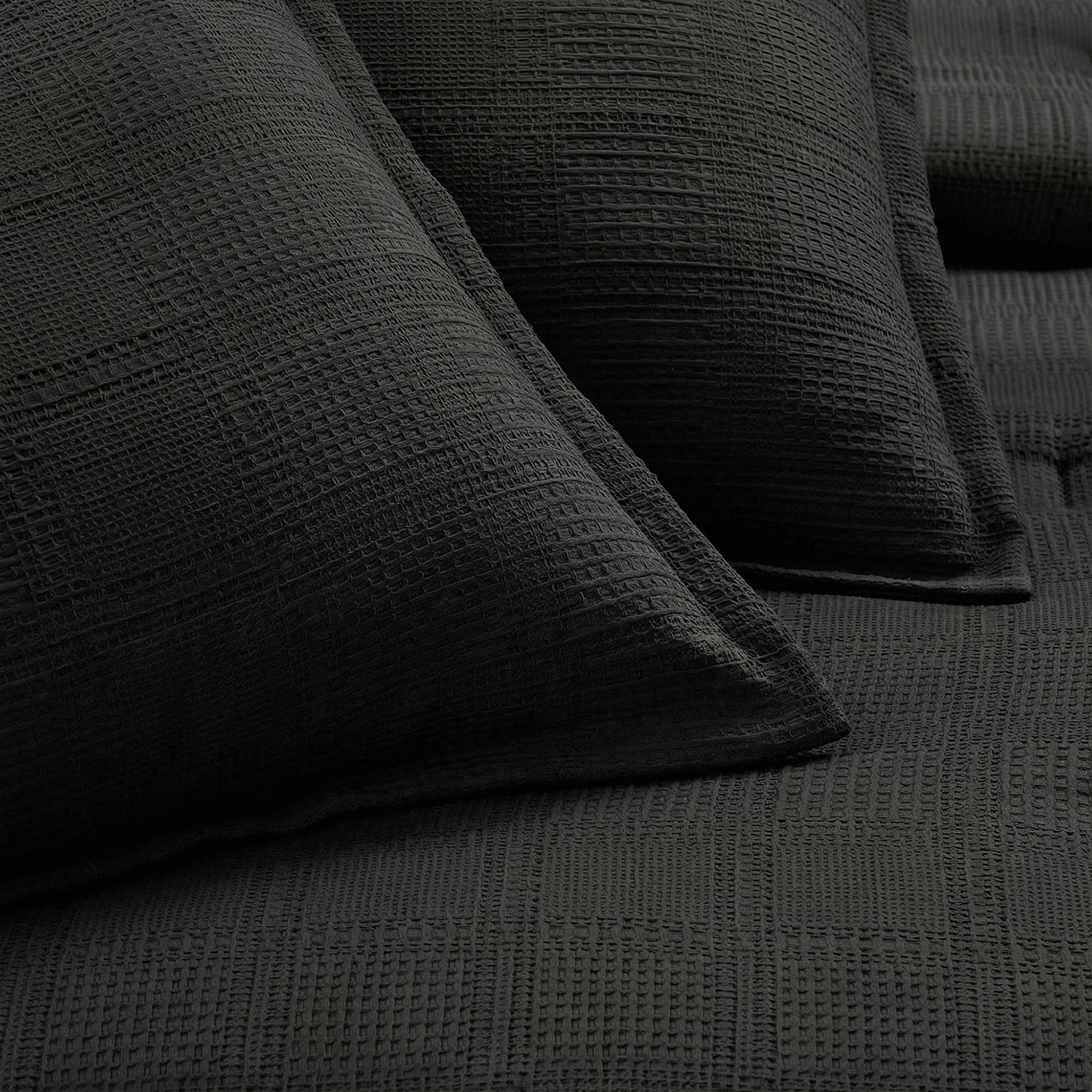 Solid Classic Waffle Weave Textured Bedding Comforter Set