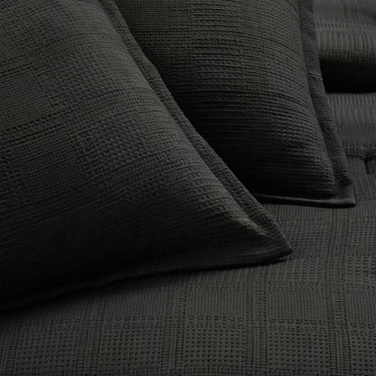 Solid Classic Waffle Weave Textured Bedding Comforter Set