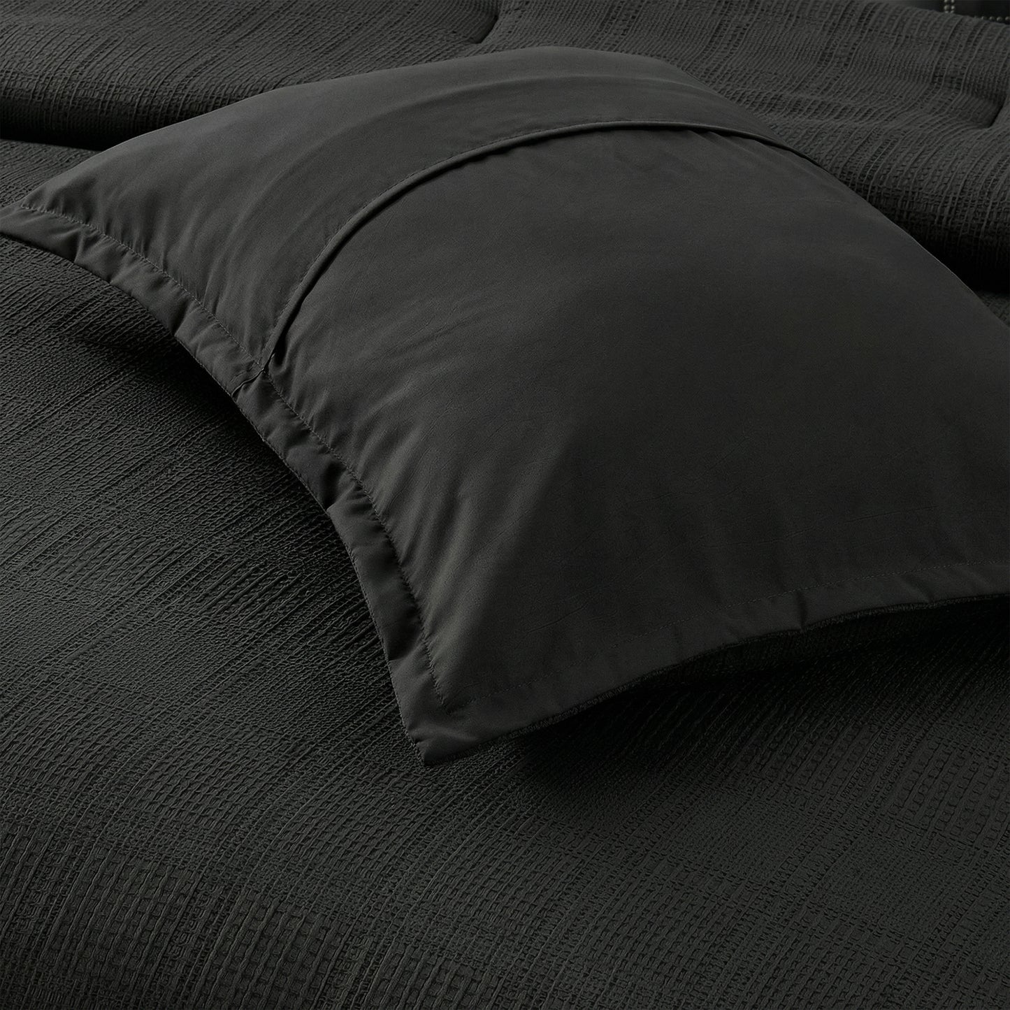 Solid Classic Waffle Weave Textured Bedding Comforter Set