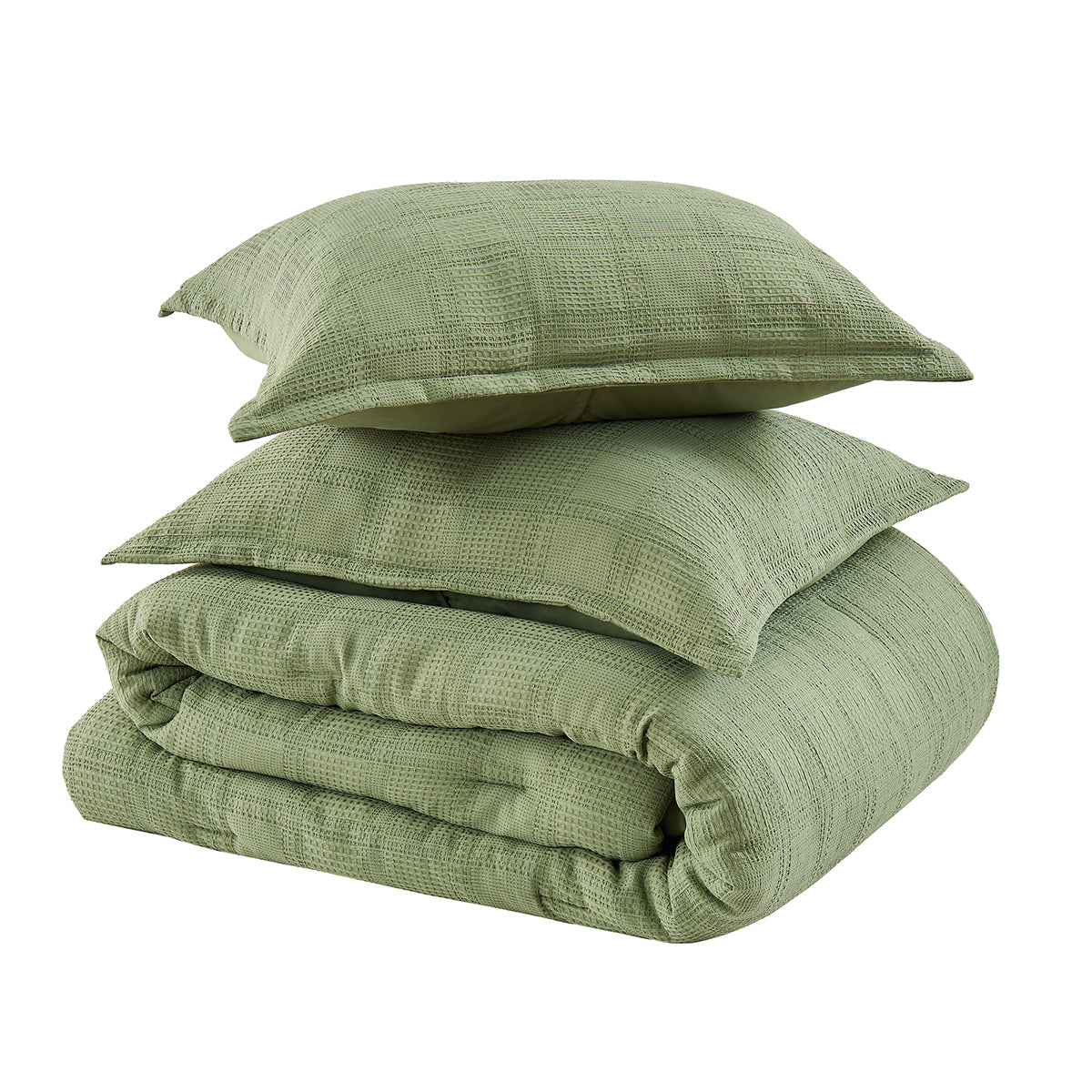 Solid Classic Waffle Weave Textured Mini Comforter Set