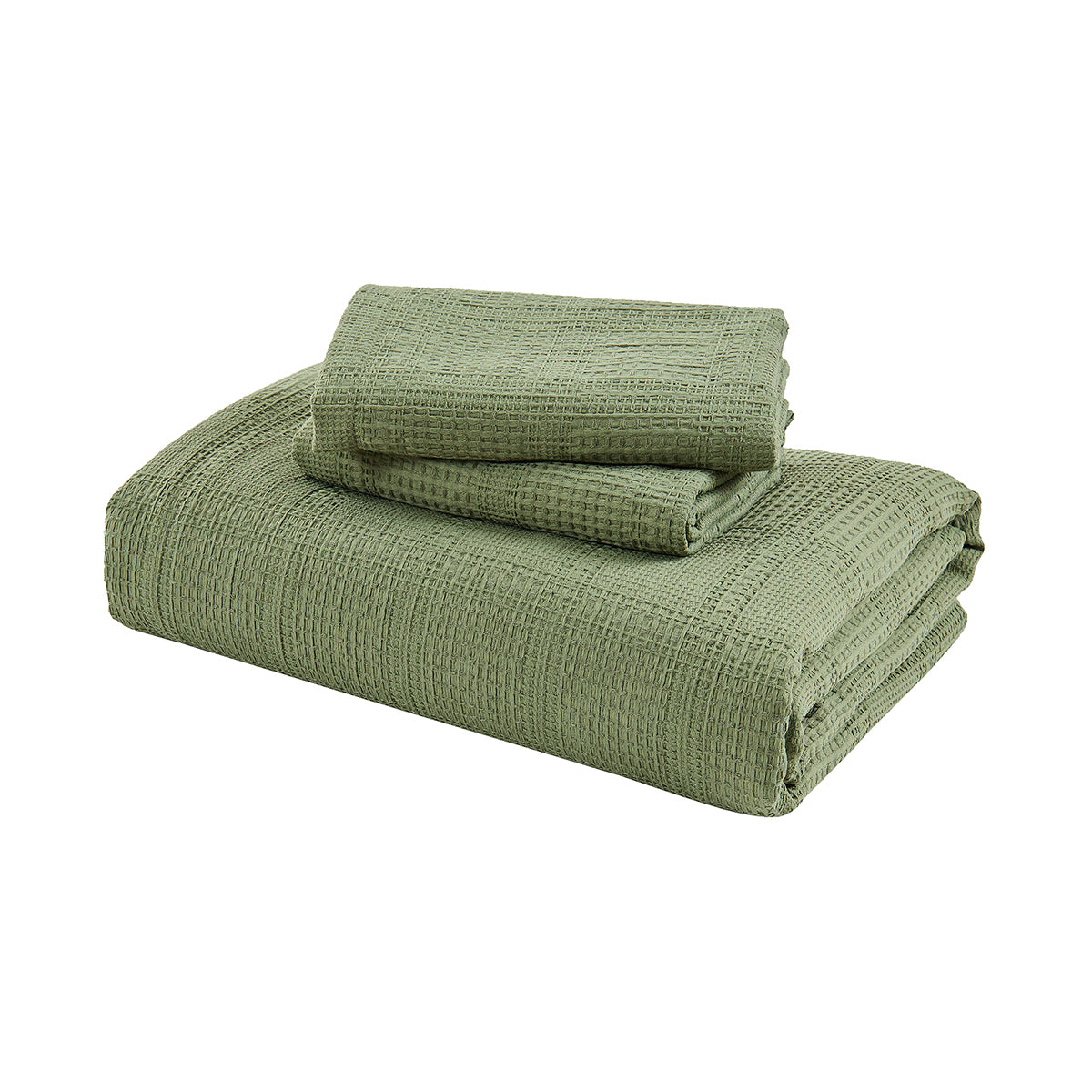 Solid Classic Waffle Weave Textured Mini Comforter Set