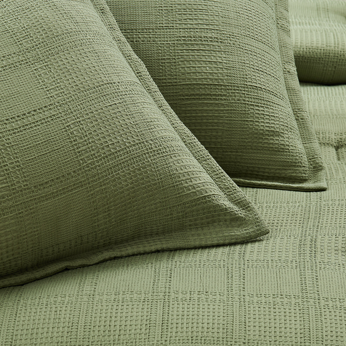 Solid Classic Waffle Weave Textured Bedding Comforter Set