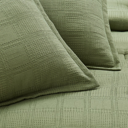 Solid Classic Waffle Weave Textured Bedding Comforter Set