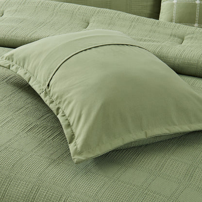 Solid Classic Waffle Weave Textured Bedding Comforter Set