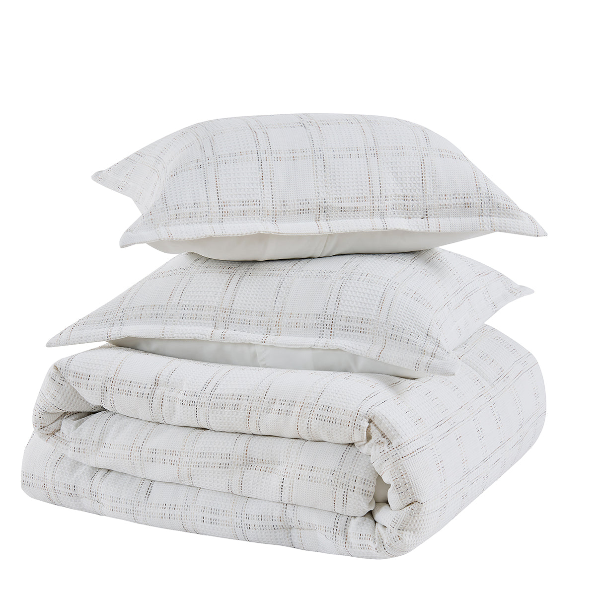 Solid Classic Waffle Weave Textured Mini Comforter Set