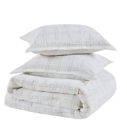 Solid Classic Waffle Weave Textured Mini Comforter Set