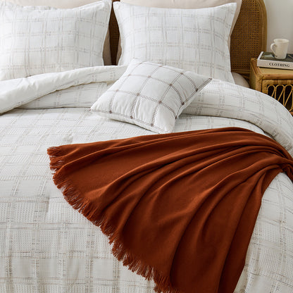 Solid Classic Waffle Weave Textured Bedding Comforter Set