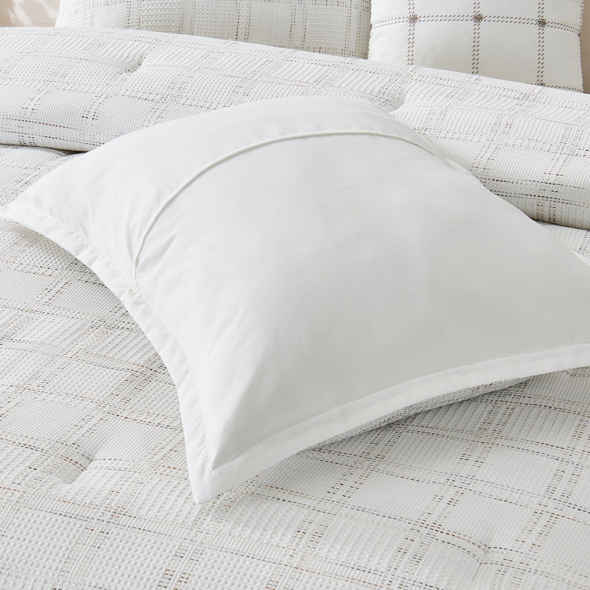 Solid Classic Waffle Weave Textured Bedding Comforter Set