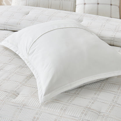 Solid Classic Waffle Weave Textured Bedding Comforter Set