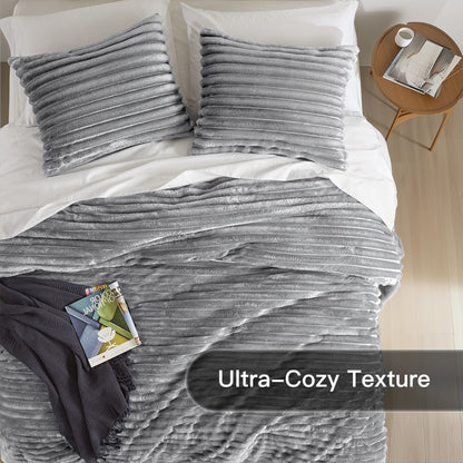 Fluffy Ribbed Plush Comforter Set
