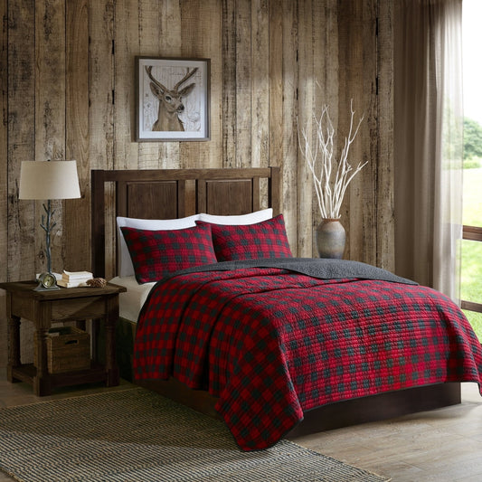 Classic Red Buffalo Check Cotton Quilt Mini Set, Full/Queen