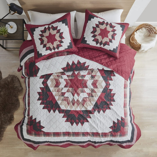 Reversible Quilt Set,  Full/Queen, Red