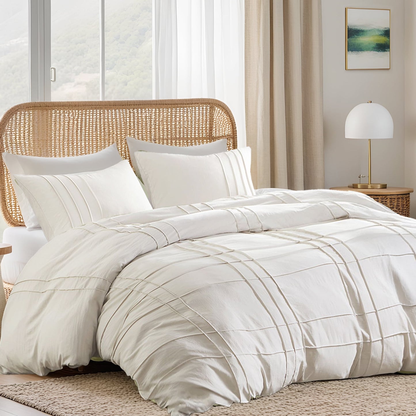 Soft Washed Pleated Duvet Cover Set