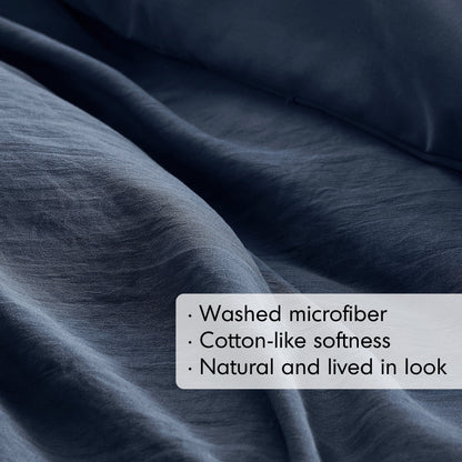 Soft Washed Pleated Duvet Cover Set