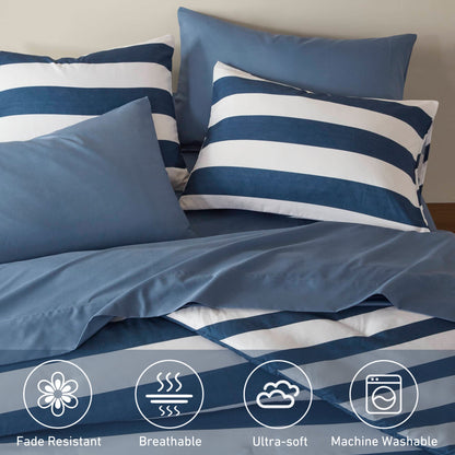 Textured Stripe Print Bedding Comforter Set