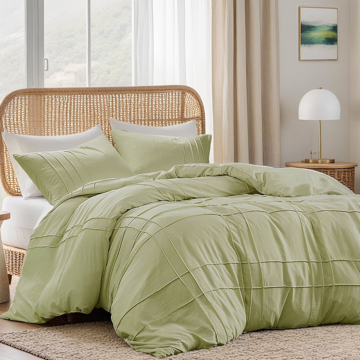 Soft Washed Pleated Duvet Cover Set