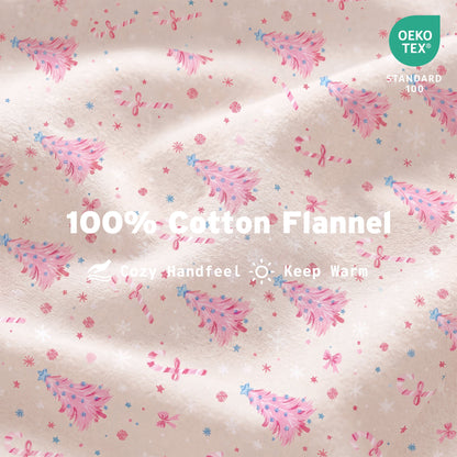 Cotton Flannel Sheet Set, 100% Cotton Bed Sheets Set with Deep Pocket