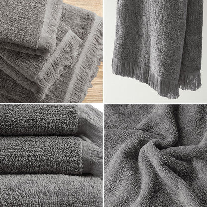 6-Piece Cotton Bath Towel Set, Soft and Absorbent Bath Towels, Charcoal