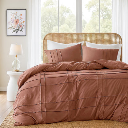Soft Washed Pleated Duvet Cover Set