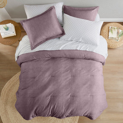 Chambray Print Microfiber Comforter Set with Bed Sheets