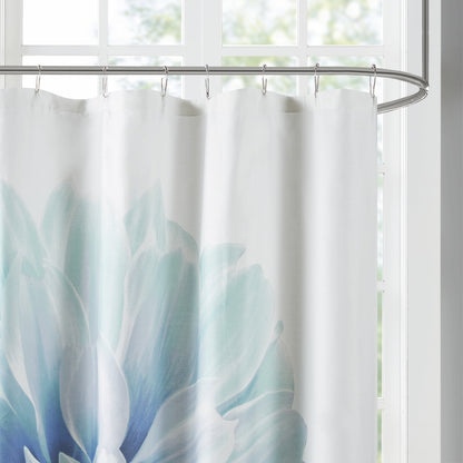 Large Flower Cotton Floral Shower Curtain with 12 Button Holes, 72" x 72"