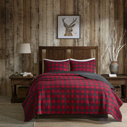 Classic Red Buffalo Check Cotton Quilt Mini Set, Full/Queen