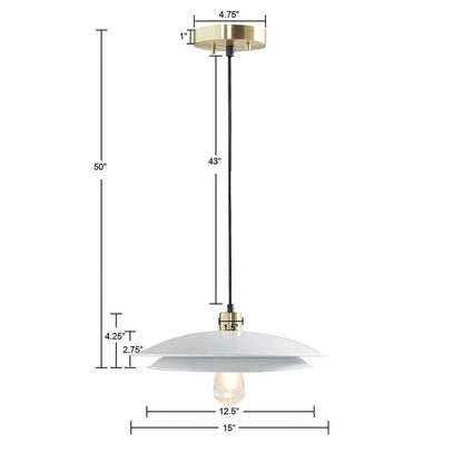 2-Tier Layered Shade Pendant, Gold/White