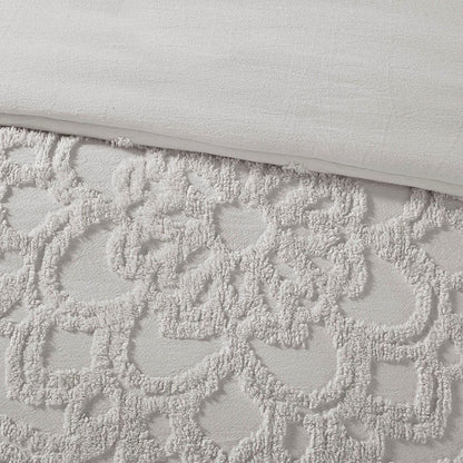 Tufted Cotton Chenille Medallion Duvet Cover Set