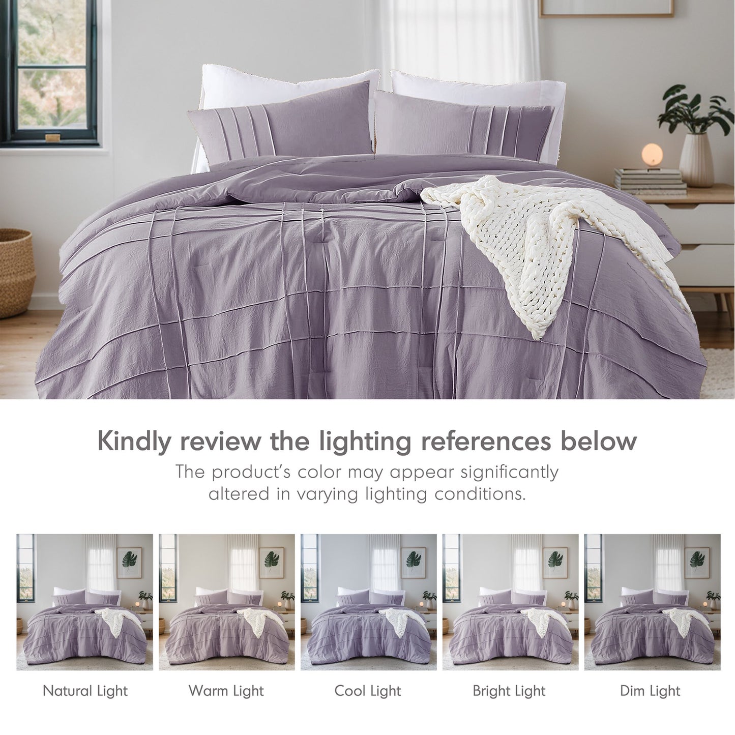 Boho Pintuck Stitching Dorm Bedding Set, Soft Washed Pleated Bed Sets with Pillow Sham