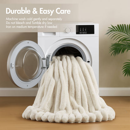 Faux Fur Fluffy Ribbed Bedding Comforter Set