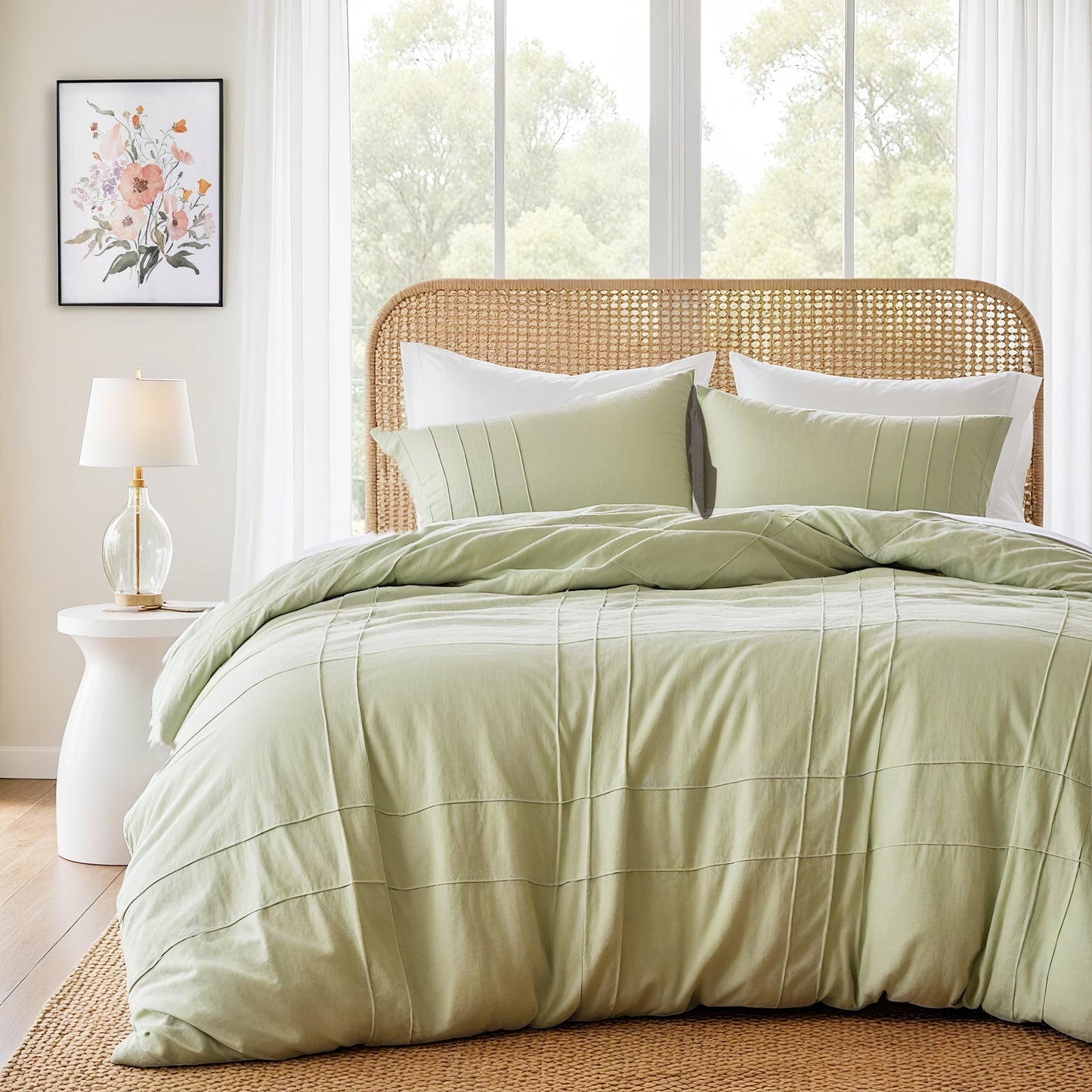 Soft Washed Pleated Duvet Cover Set