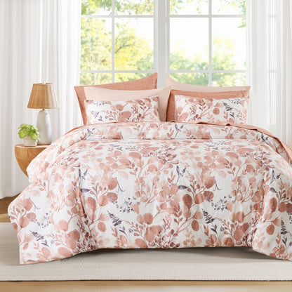 Seersucker Comforter Set with Sheets, Botanical Bed in A Bag