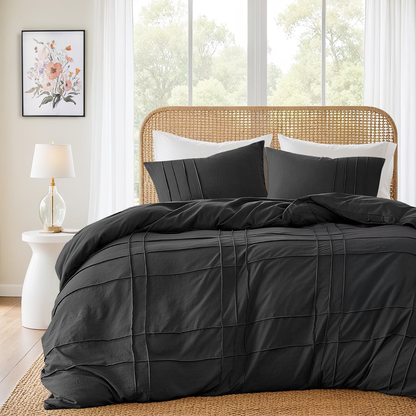 Soft Washed Pleated Duvet Cover Set
