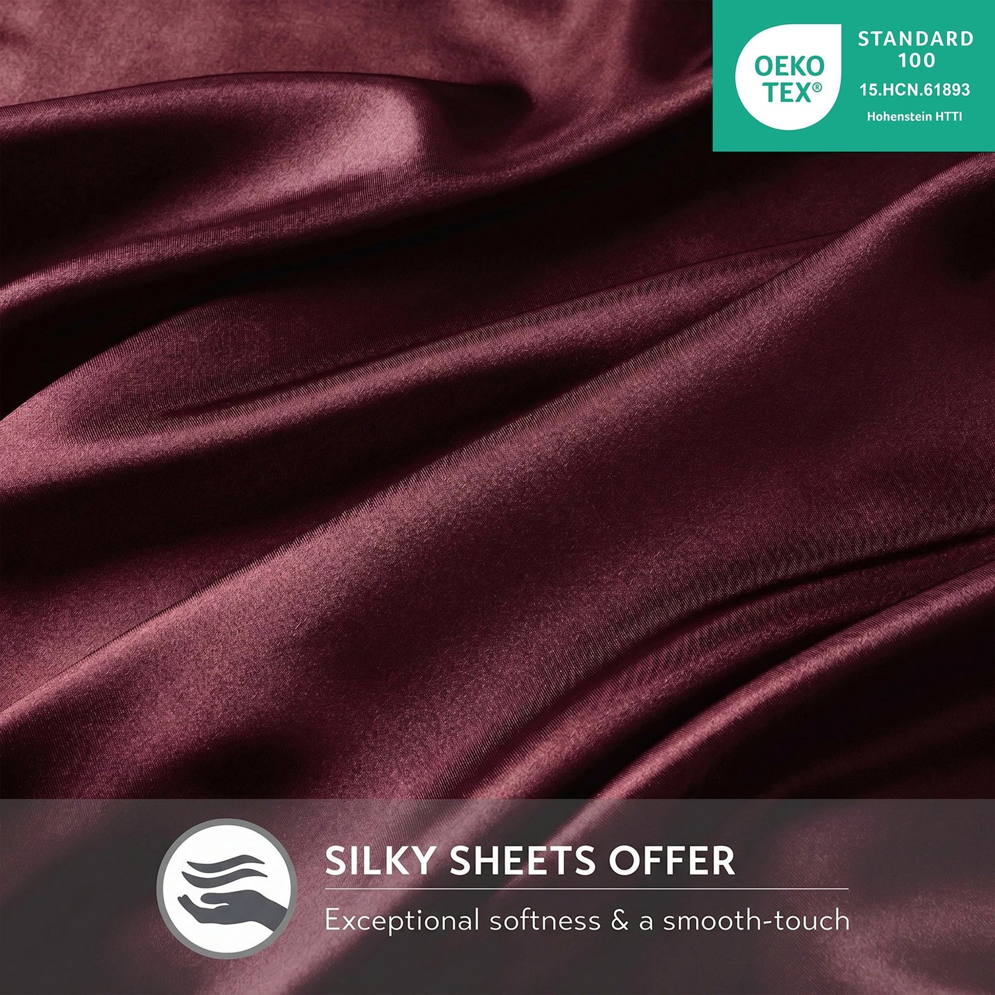 Satin Silky Bedding Sheet Set, Silky Sheen and Cloud-Soft Bed Sheet with Deep-Pocket Fitted Sheet