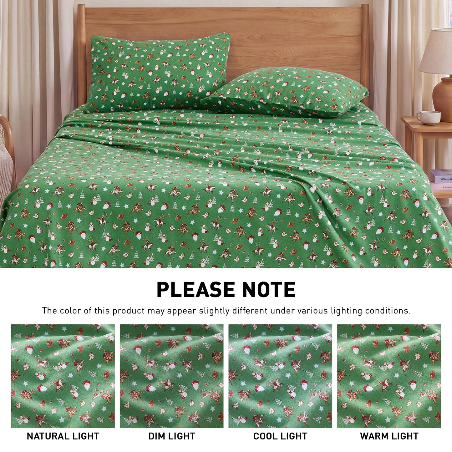 Cotton Flannel Sheet Set, 100% Cotton Bed Sheets Set with Deep Pocket