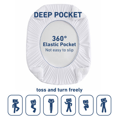 White Quilted Fitted Mattress Pad Cover with Deep Pocket, Waterproof Mattress Protector, Cloud Soft Down Alternative Mattress Cover, Machine Washable