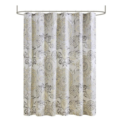 Shower Curtain Cotton Floral Shower Curtain Bohemian Bath Curtains Decor with 12 Button Holes