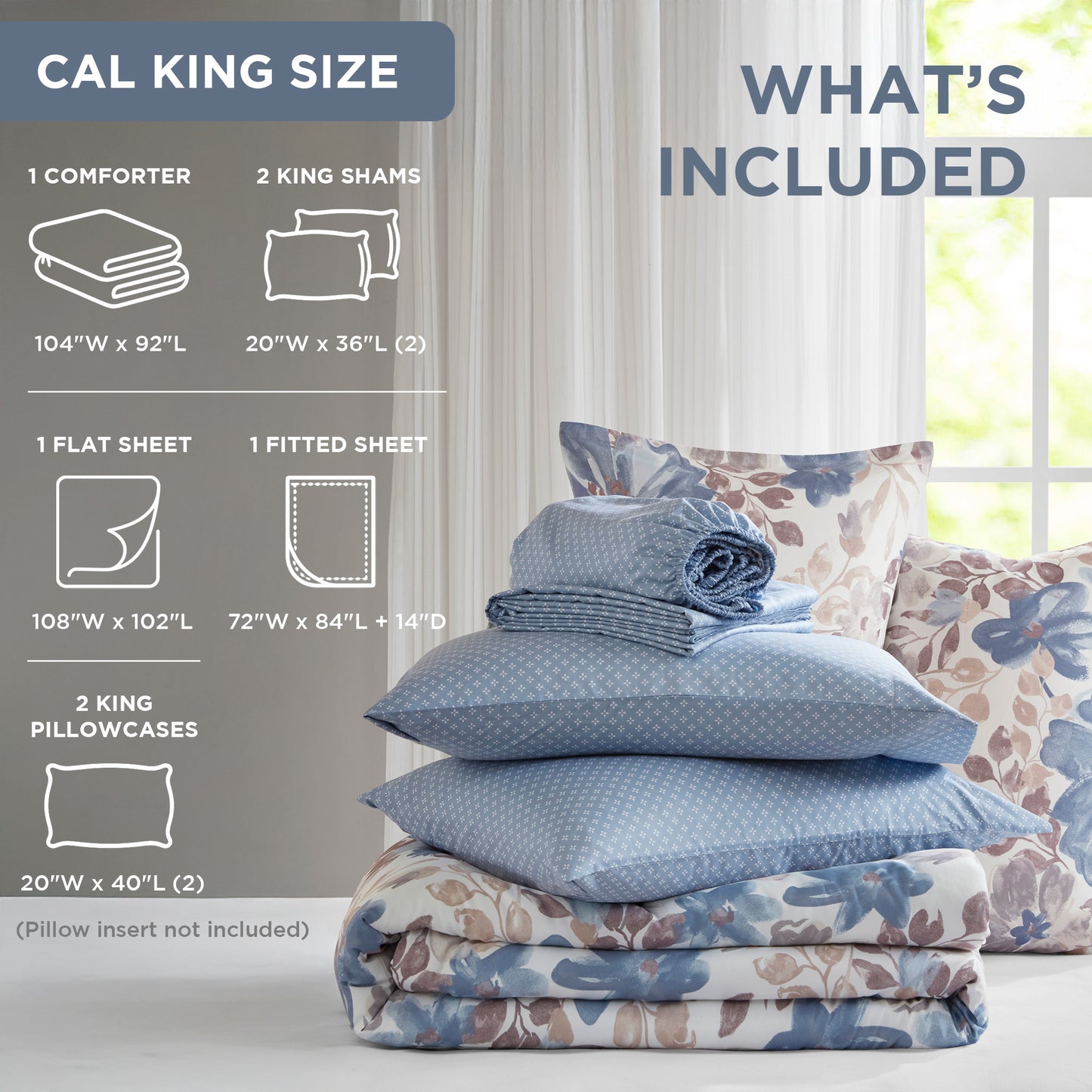 Microfiber Comforter Set, Watercolor Flora Print
