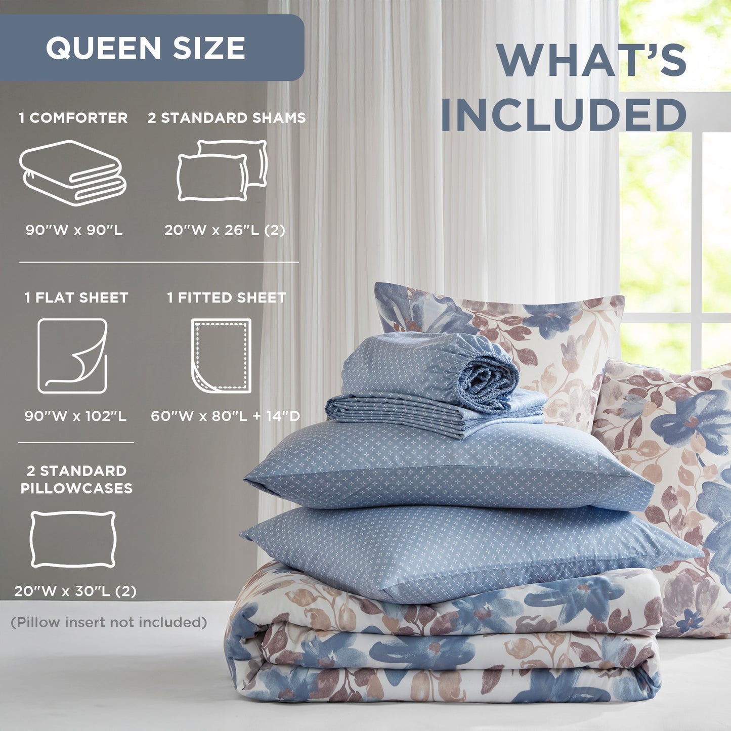 Microfiber Comforter Set, Watercolor Flora Print