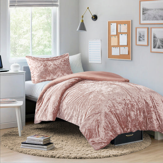 Crushed Velvet Comforter Set, Round Quilting